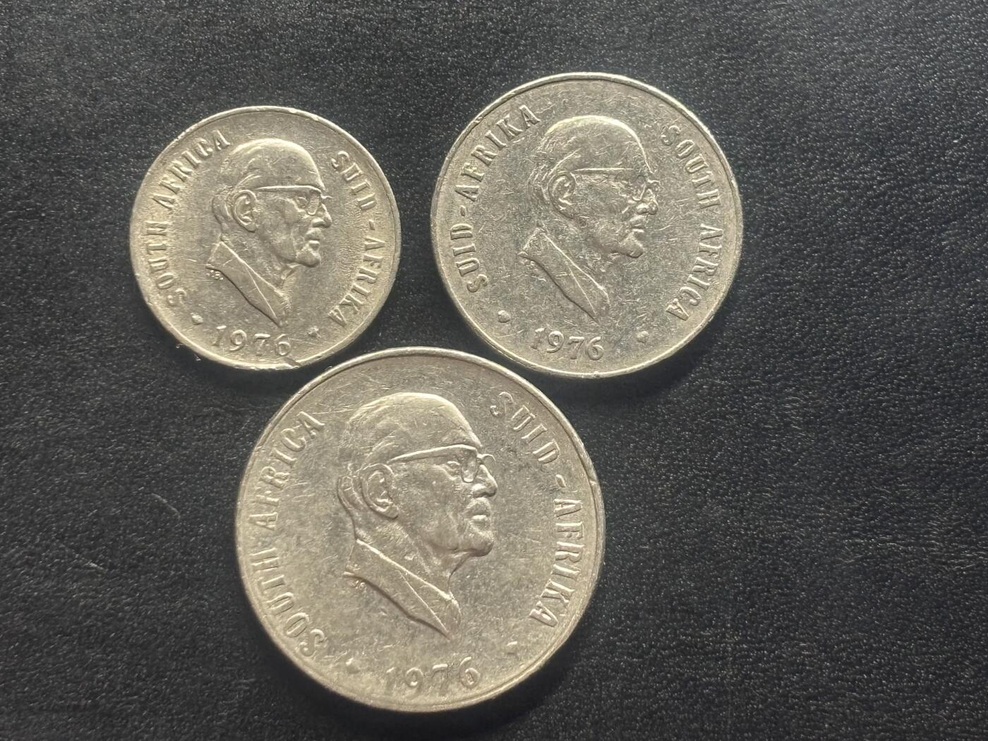 邮泉阁限时拍卖第四十场 非洲专场（硬币在国外。请付邮费6元。） 南非1976年纪念币3枚
