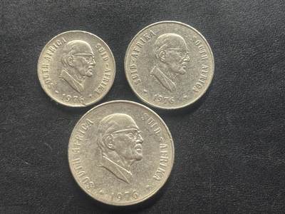 邮泉阁限时拍卖第四十场 非洲专场（硬币在国外。请付邮费6元。） - 南非1976年纪念币3枚