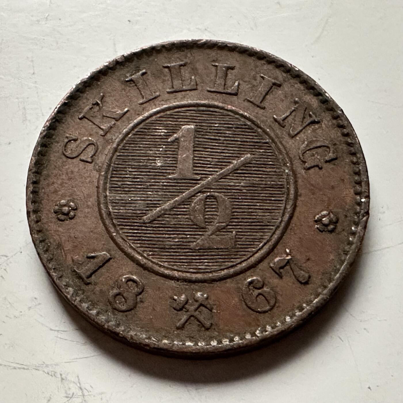 🌹外币初藏🌹🐯2026年第13场  每周二四六晚8️⃣点 接代拍 挪威1867年1/2斯基林铜币