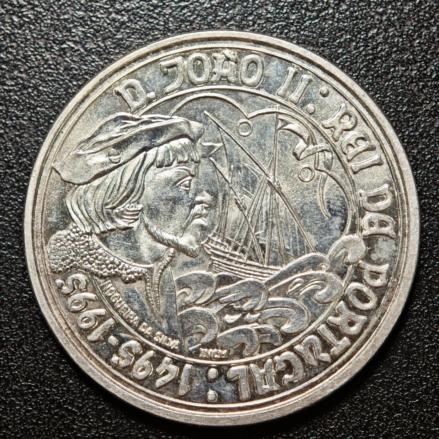 【德藏】世界币章拍卖第163期（拍品征集中~欢迎藏友联系） 1995年 葡萄牙约翰二世逝世500周年1000埃斯库多纪念银币 直径约：40mm；重约：28g