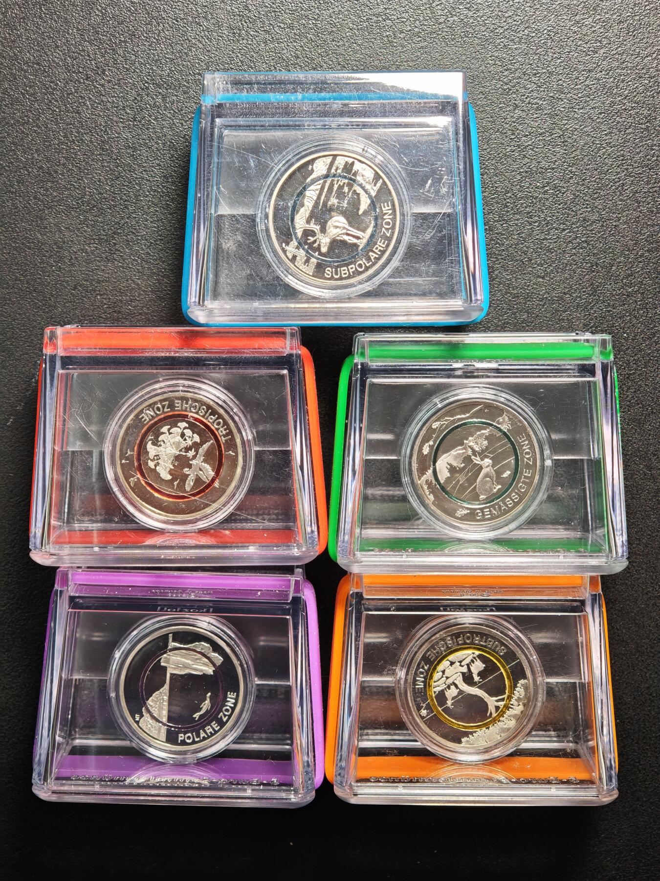 【德藏】世界币章拍卖第163期（拍品征集中~欢迎藏友联系） 6枚一组 德国气候带系列5欧元精制纪念聚能环镍币 直径约：27.2mm/枚；重约：8.9g/枚