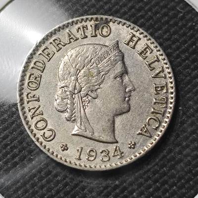 KK钱币收藏小铺  第390期  2月预留时间 周末发货 -  1934瑞士5分 早点年份