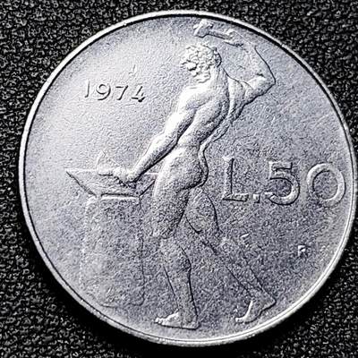 泉币菌-第177场- 精品福利场 - 意大利 1974年 50里拉 锻冶之神 伍尔坎 24mm