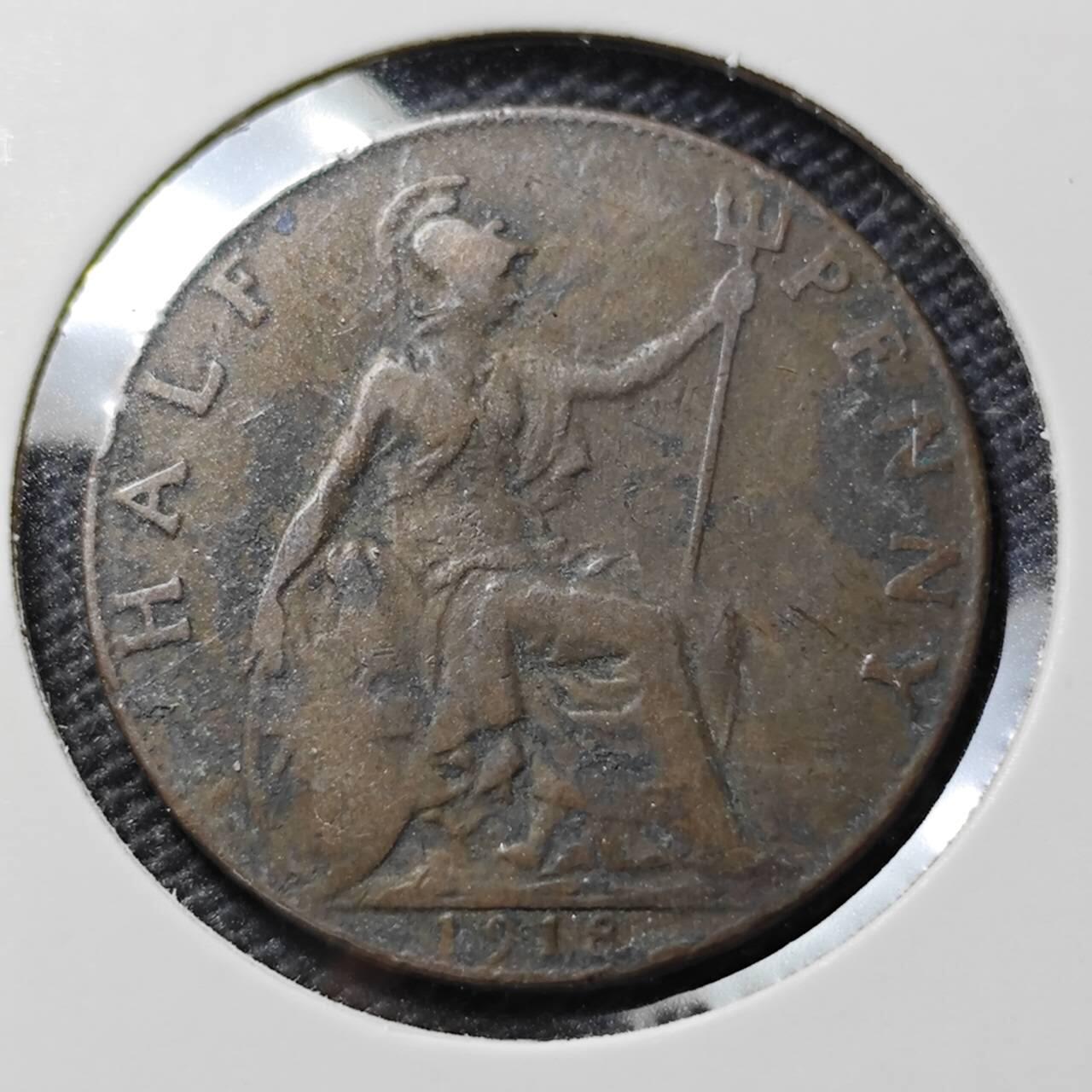 KK钱币收藏小铺  第390期  2月预留时间 周末发货  1918英国半便士铜币