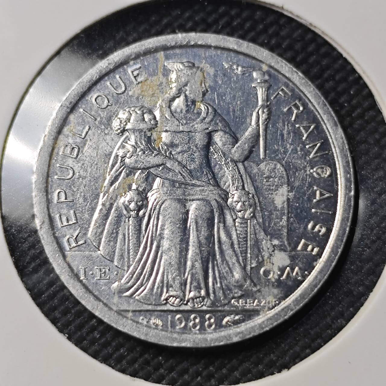 KK钱币收藏小铺  第390期  2月预留时间 周末发货  法属新喀里多尼亚1法郎