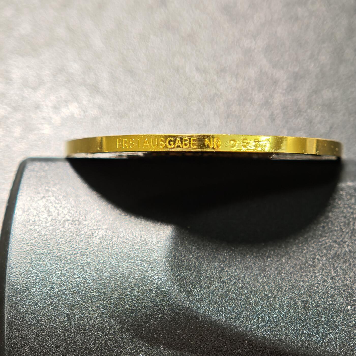 【德藏】世界币章拍卖第163期（拍品征集中~欢迎藏友联系） 现代 德国人类重大发明-回旋加速器镀金纪念银章 镜面质感极强 925银 直径约：38.5mm；重约：20g