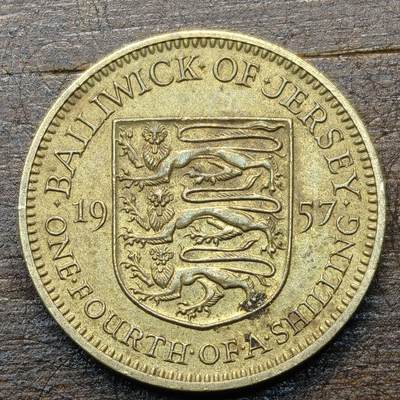 【铜匠收藏】★第142★散币专场 不寄存，30包邮。不满30元，支付5元运费。《接受代拍 代送NGC评级》 - 9【无寄存】1957年 英属泽西岛 伊二 1/4先令铜币