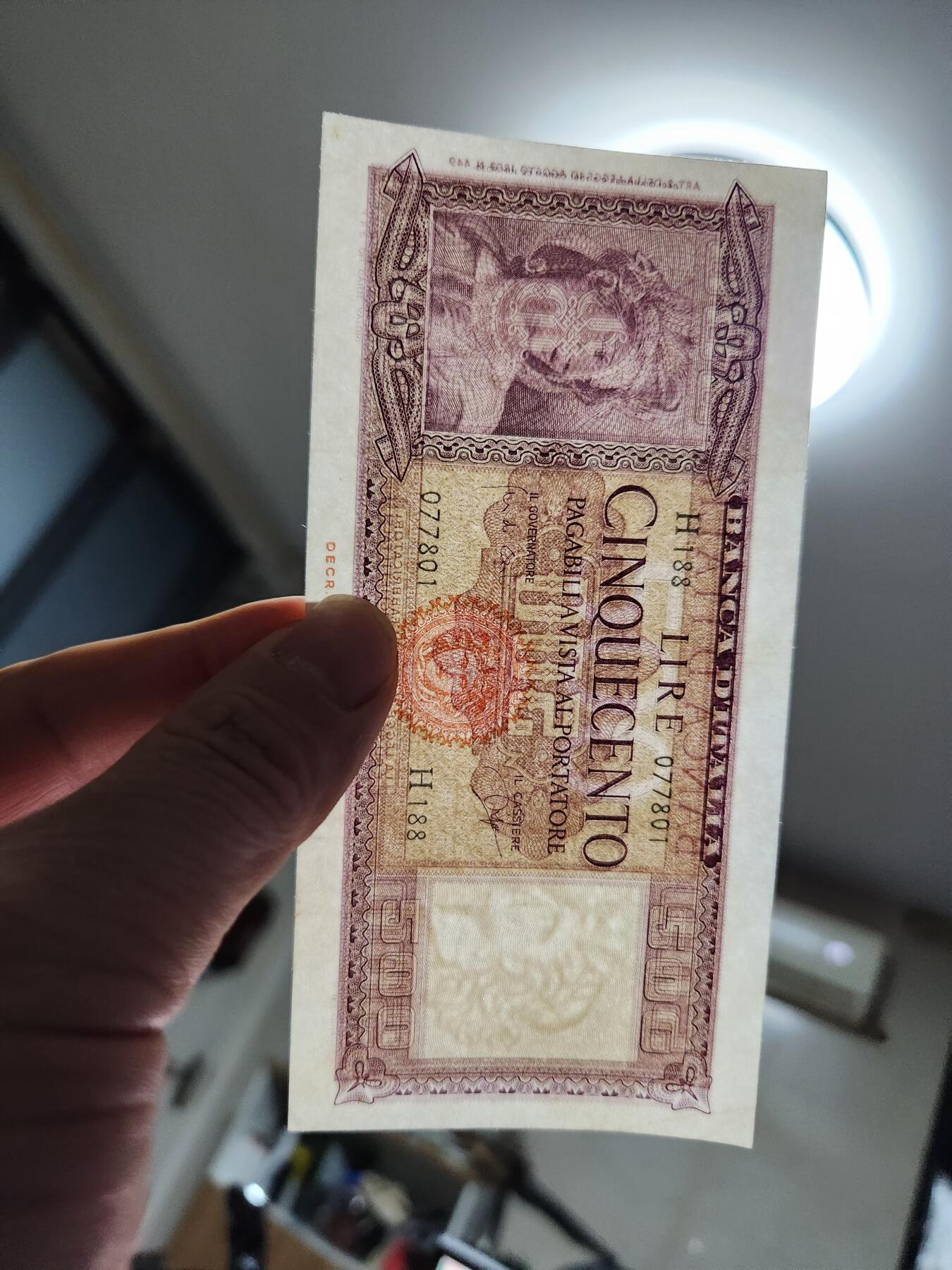 1月27号晚上8点 外国纸币自动截拍第14场 意大利500极美品