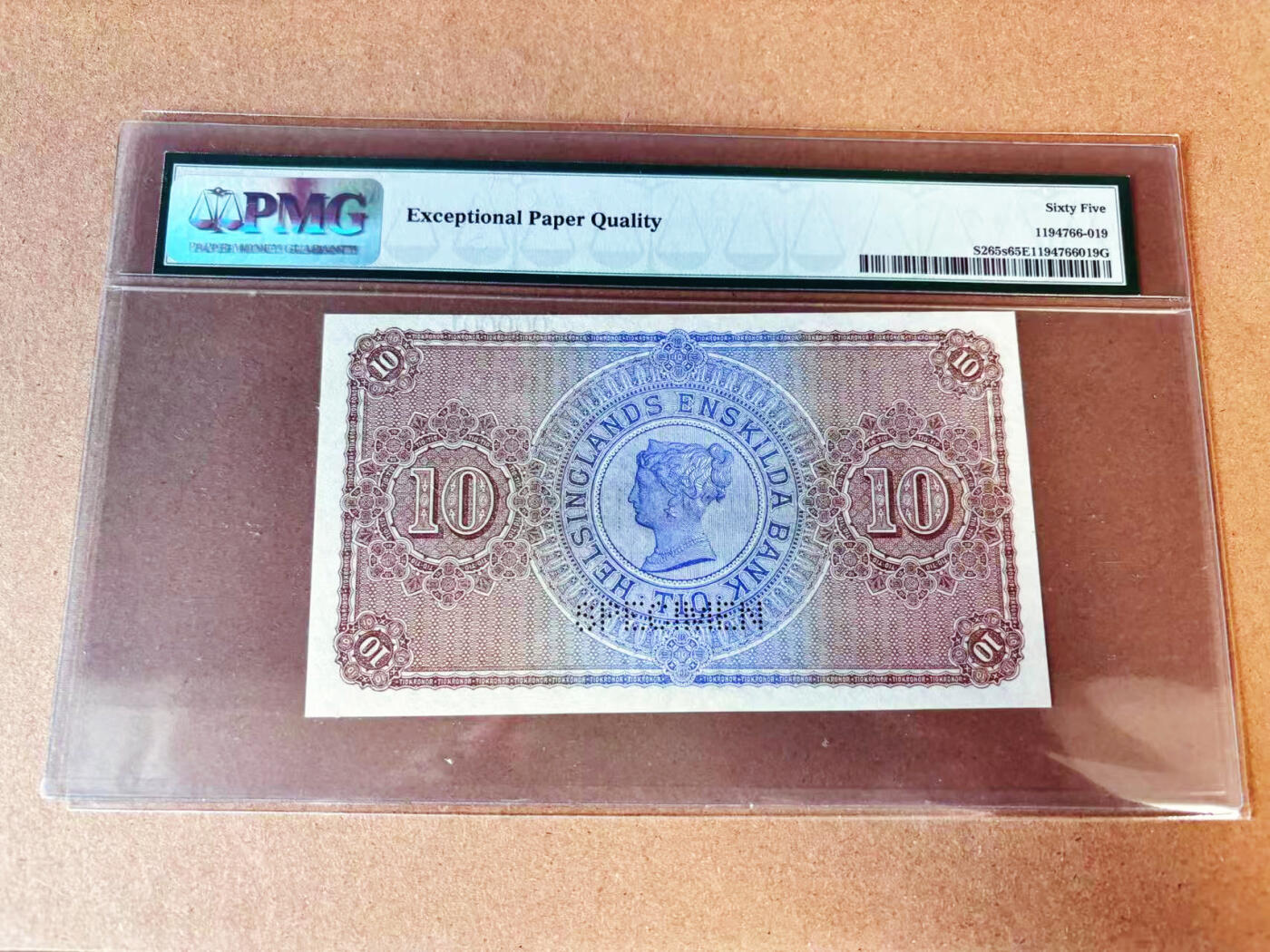 【Blue Auction】世界纸币精拍第780期——18级TOP拍卖/信誉/品质/专业/高效💫  【唯一冠军分非常少见】瑞典 早期 1879年10克朗 BWC出品 雅典娜雕刻非常出彩 PMG65EPQ 绝品样钞