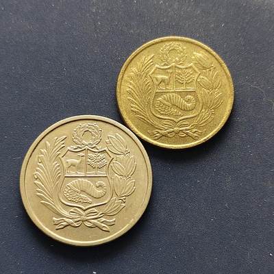 【全场包邮】纯粹捡漏拍498场-持续更新中 - 秘鲁1980/1981年50-100索尔高值币2枚一组 UNC品相