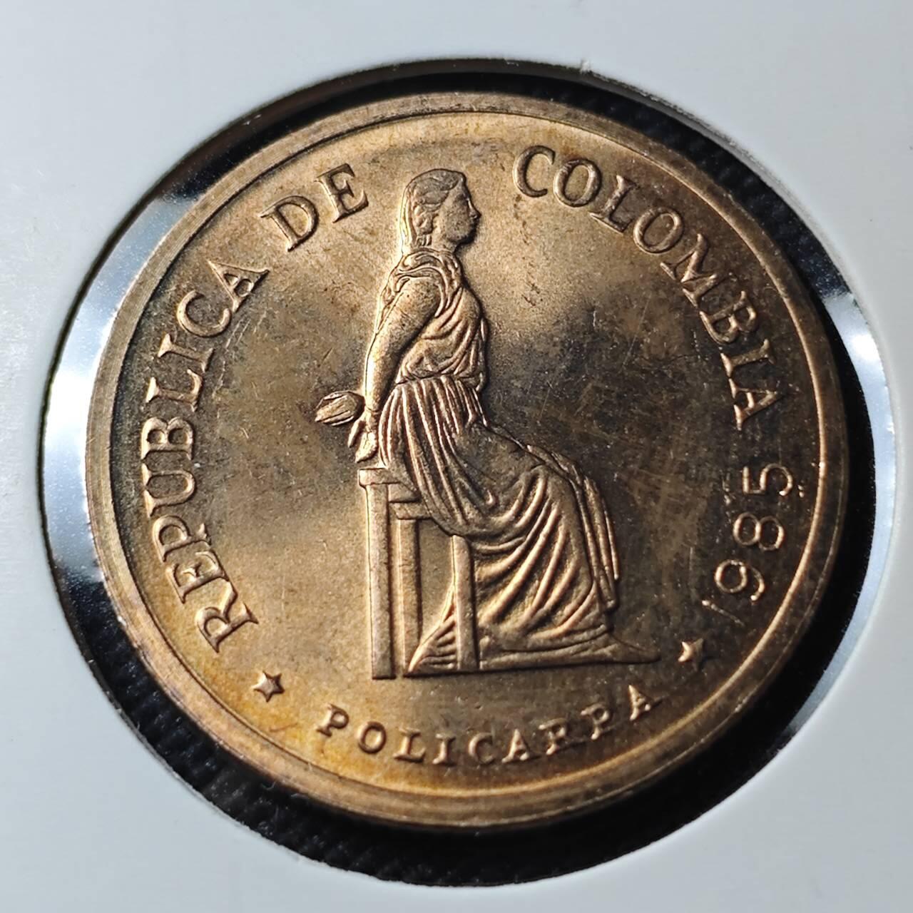 KK钱币收藏小铺  第390期  2月预留时间 周末发货  哥伦比亚5比索 好品