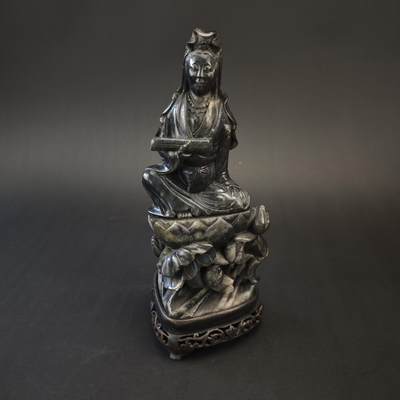 上海都达杂项专场十四（全场包邮】 - 民国 玉雕书卷观音造像连座1-376