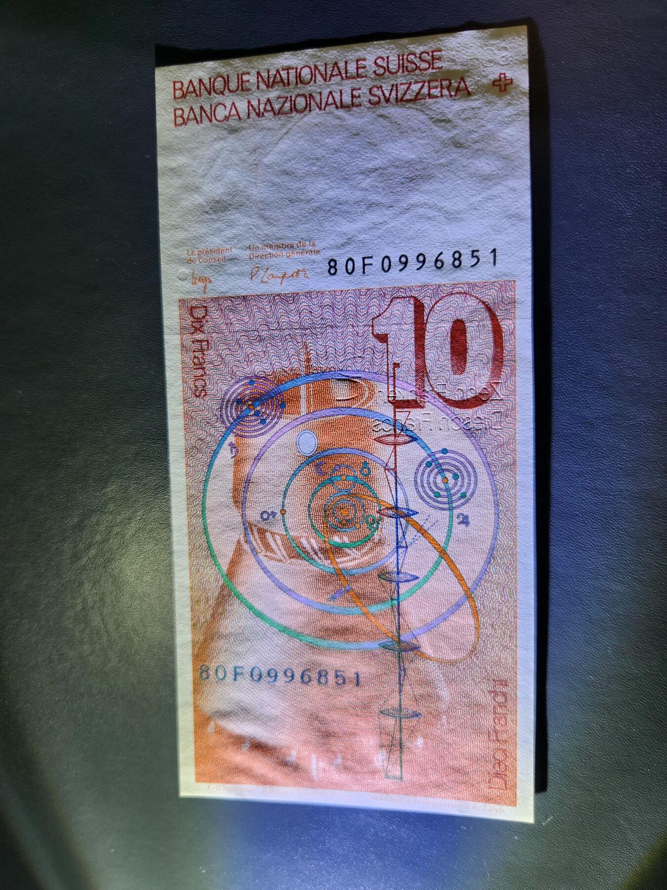 1月27号晚上8点 外国纸币自动截拍第14场 80年瑞士10元新品