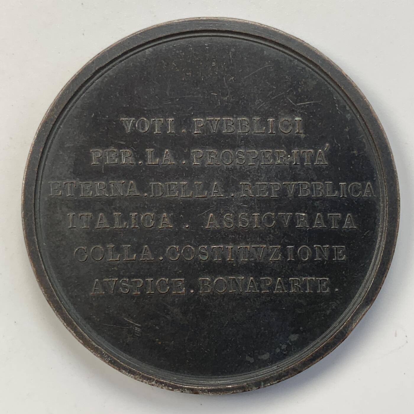 掌中浮雕-藏着的欧洲第051场 1802年法国里昂拿破仑一世执政意大利宪法颁布铜章，54.50mm