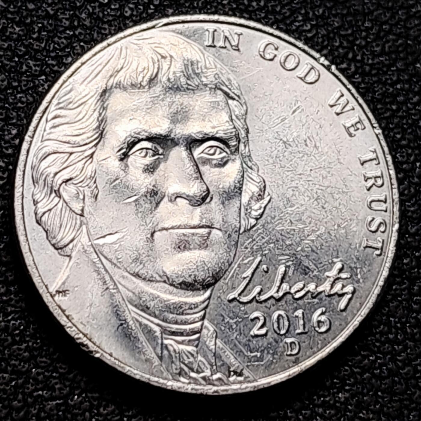 泉币菌-第176场- 精品福利场 美国2016年5美分纪念币 杰斐逊 及 故居蒙蒂塞洛庄园 21mm 