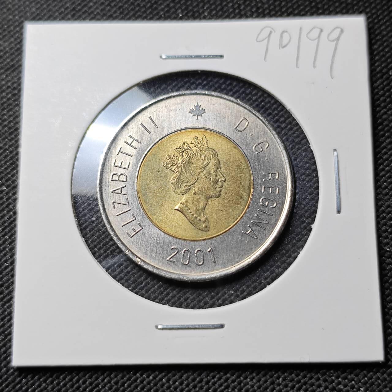 KK钱币收藏小铺  第390期  2月预留时间 周末发货  2001加拿大2元双色币