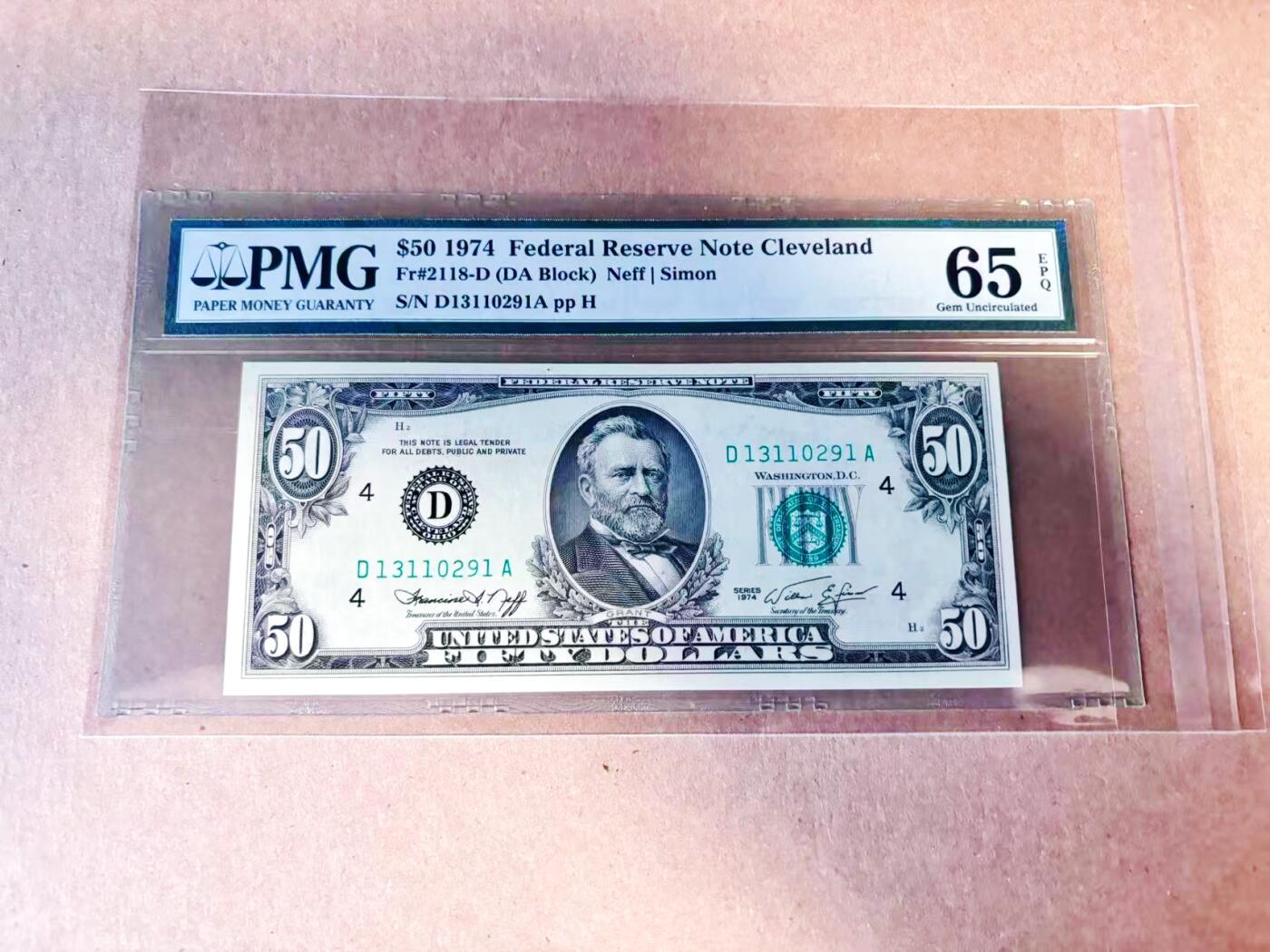 【Blue Auction】世界纸币精拍第780期——18级TOP拍卖/信誉/品质/专业/高效💫 【无47】美国 1974年50美金 PMG65EPQ 