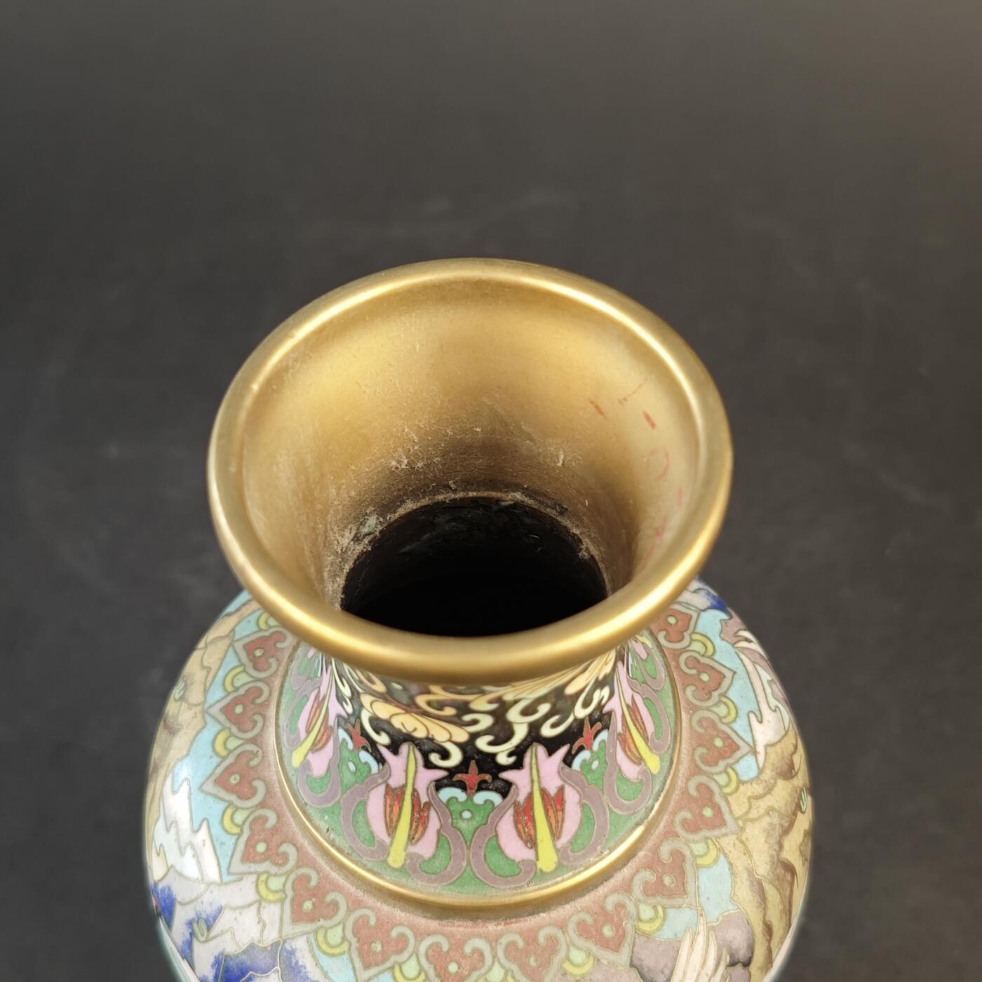 上海都达杂项专场九（全场包邮） 清 铜胎珐琅仙鹤瓶1-319