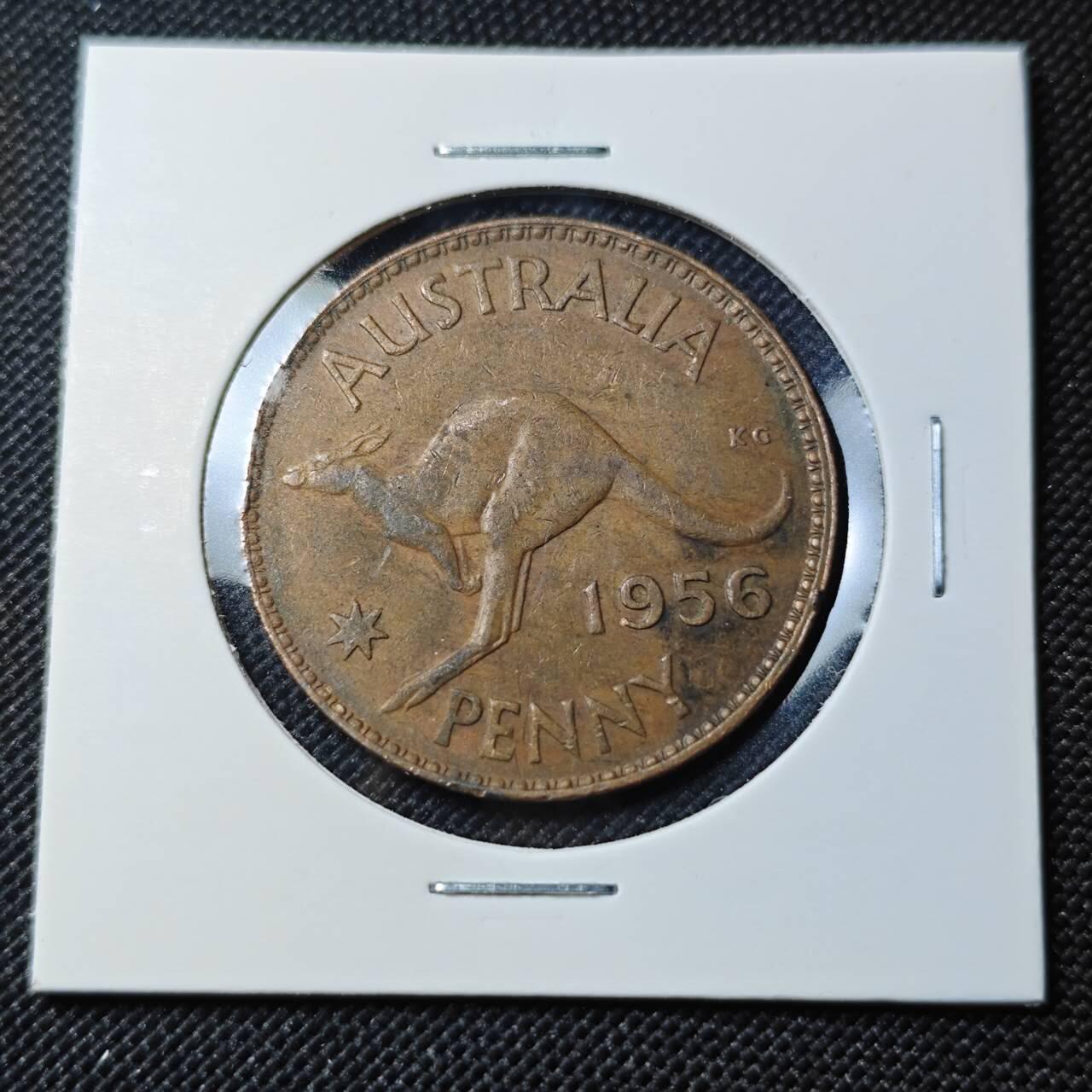 KK钱币收藏小铺  第390期  2月预留时间 周末发货  1956澳大利亚1便士铜币