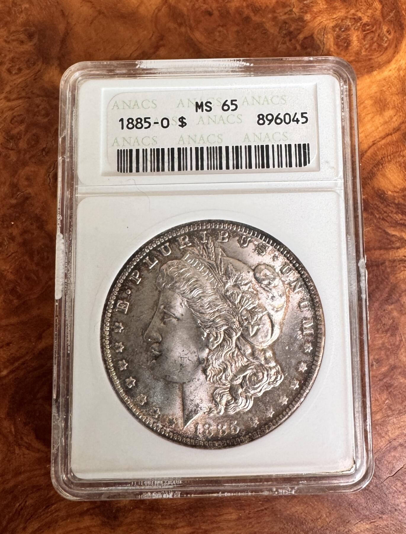 得物收藏 Chase Auction 第35期 - - 外钞、银元、民国钞和人民币混合场！持续更新中！ 1885年美国摩根1元，经典小白盒，ANACS，MS65！