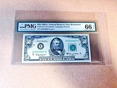 【Blue Auction】世界纸币精拍第780期——18级TOP拍卖/信誉/品质/专业/高效💫 - 美国 1963年50美金PMG66EPQ 少见里士满版