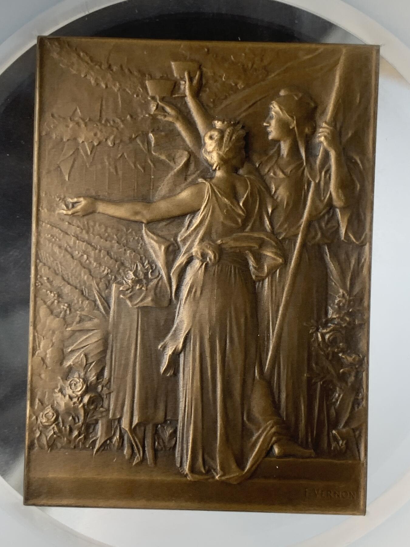 掌中浮雕-藏着的欧洲第051场 NGC MS65 : 1900年法国杜伊勒里宫宴会纪念铜章，47*64mm