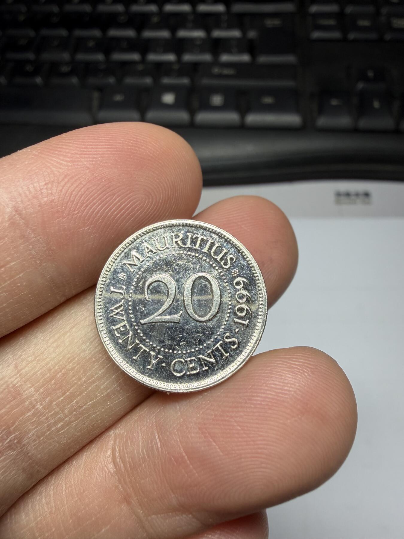 2025年集古藏今外币拍卖第二期-第1场—（总第301拍），可以寄存60天，满160元包邮。 1999年毛里求斯20分