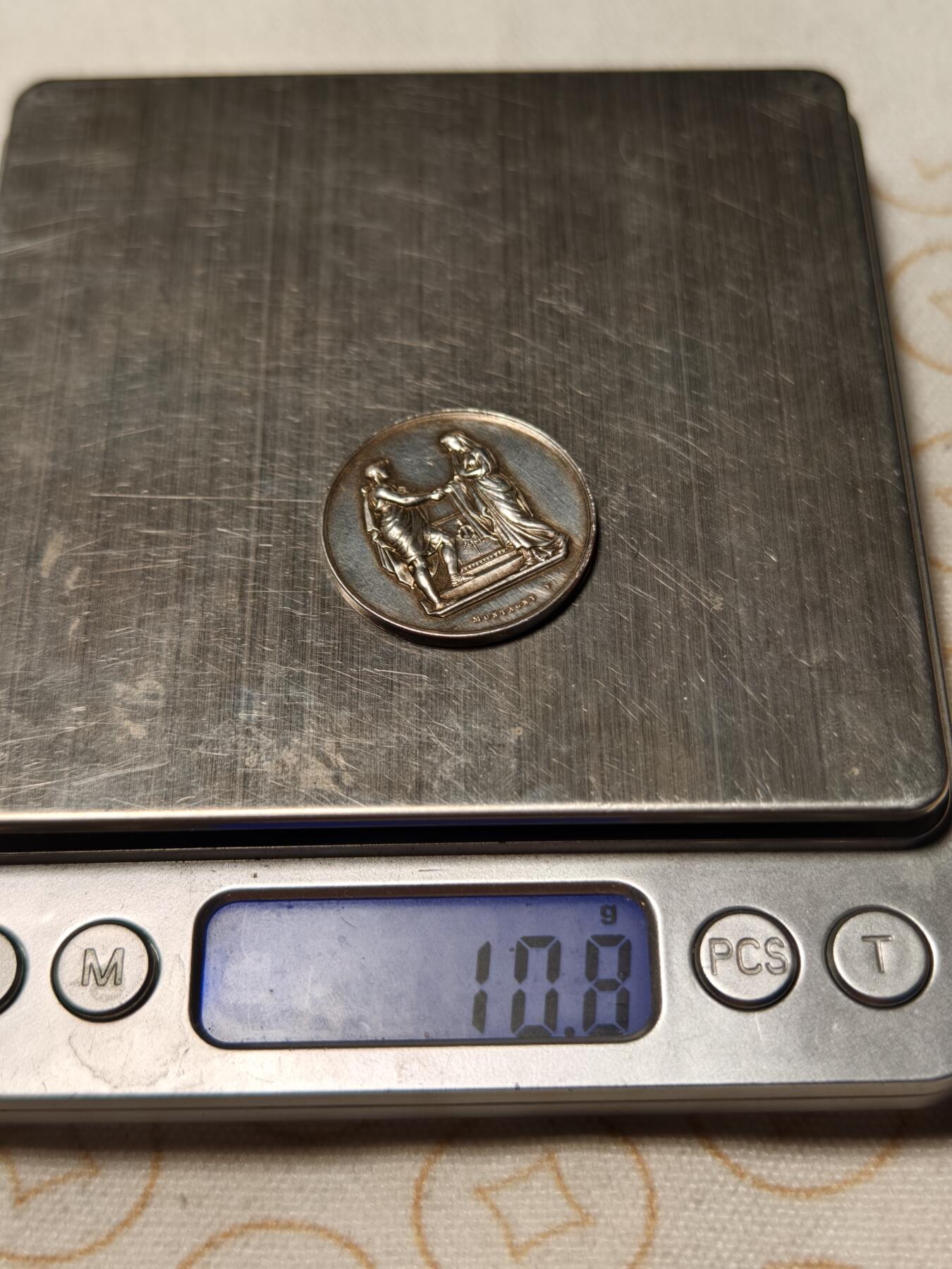 抚柳草堂-第十一期章牌钱币  奖章勋章限时免佣 满百包邮 放漏专场 19世纪法国婚姻与爱情纪念银章 丰饶角边铭 950高银重10.9g 未刻好品可自用