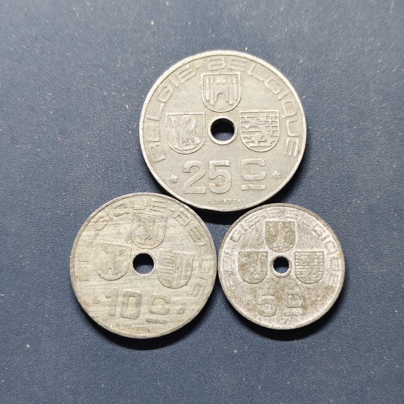 【全场包邮】纯粹捡漏拍498场-持续更新中 德占比利时1940-1944年3枚锌币套币