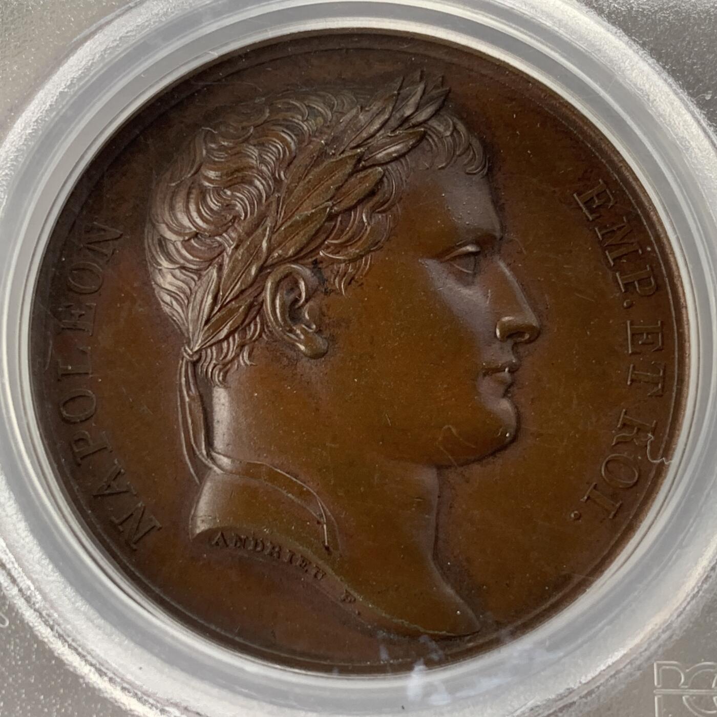 掌中浮雕-藏着的欧洲第051场 PCGS SP64 ：1805年拿破仑夺取维也纳和普雷斯堡铜章，40mm