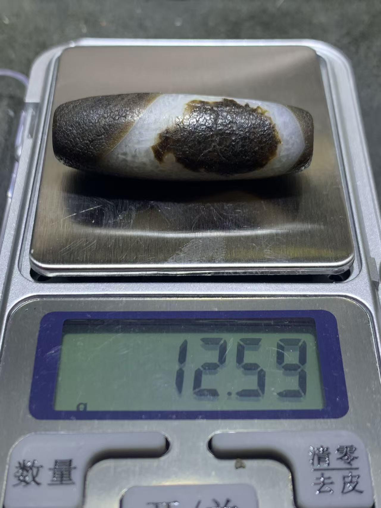 精美冰飘药师玛瑙龙鳞风化纹桶珠一个