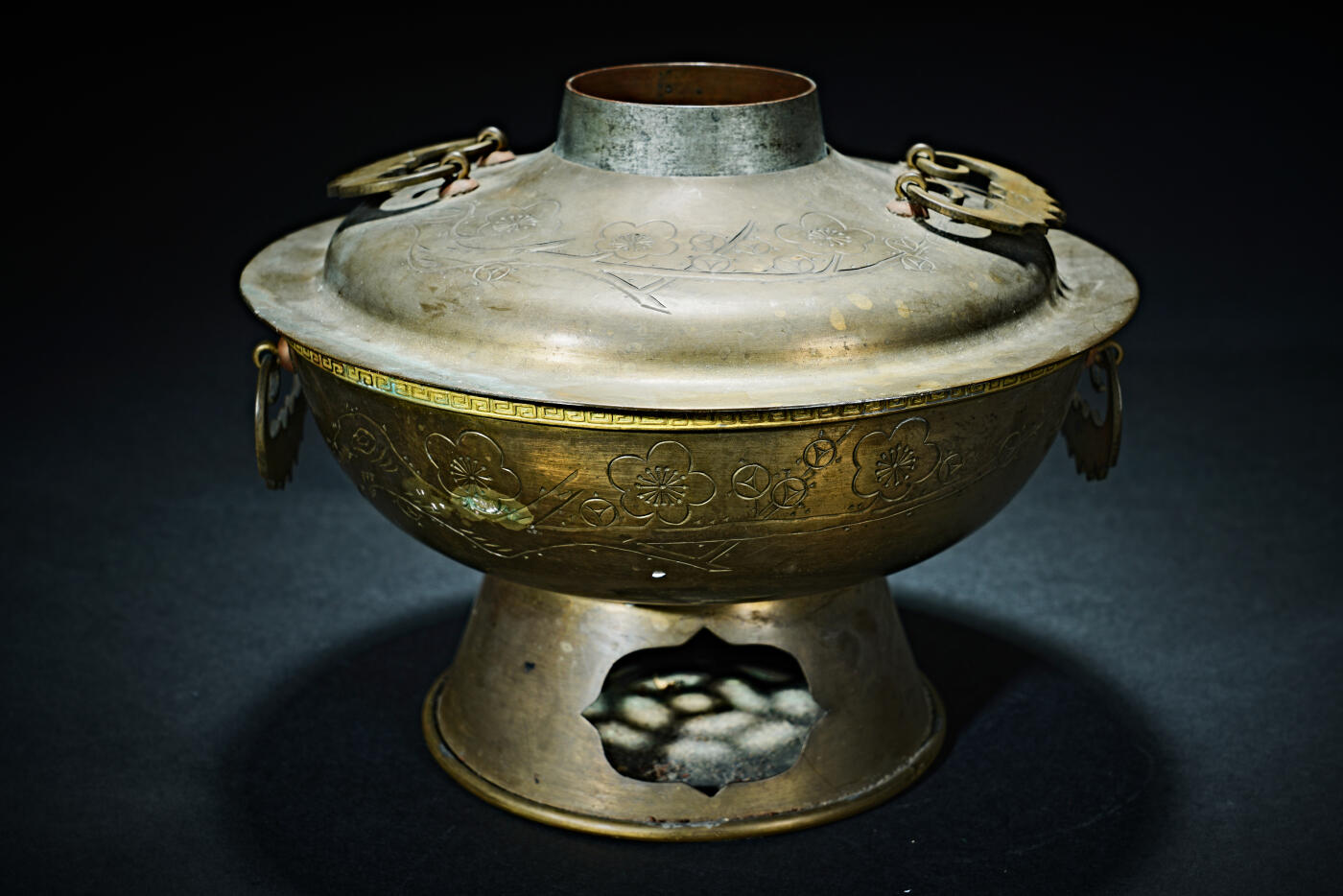 上海都达杂项专场九（全场包邮） 民国 铜刻花卉火锅暖炉1-398
