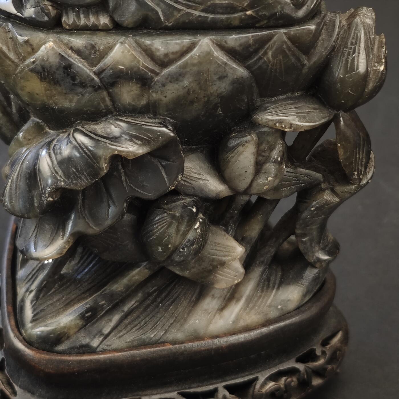 上海都达杂项专场九（全场包邮） 民国 玉雕书卷观音造像连座1-376