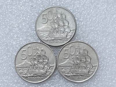 第一海外回流一元起拍收藏 散集专场  第296期 - 新西兰50分硬币 3枚 带光品