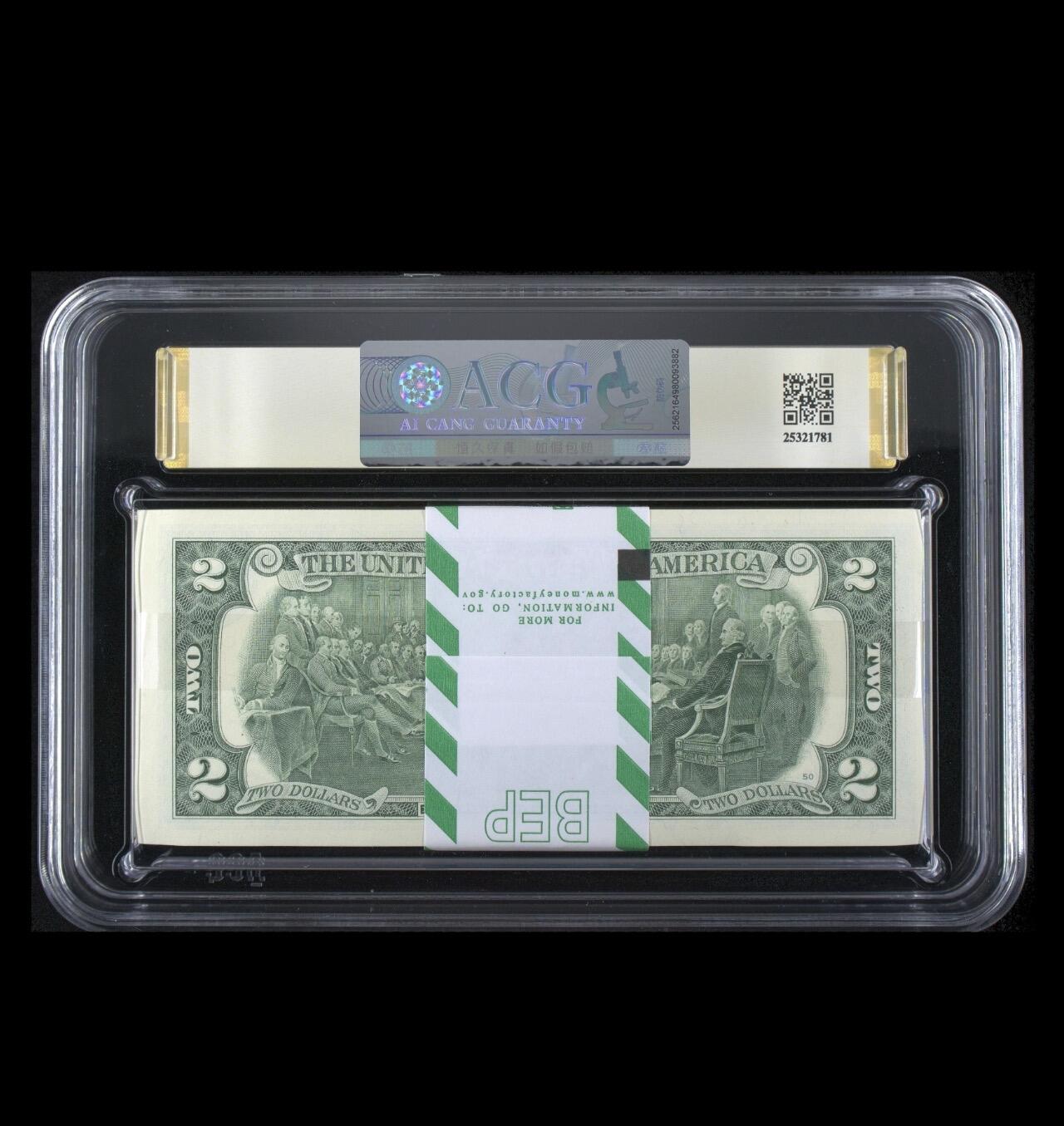 【礼羽收藏】🌏世界钱币拍卖第122期 2013年美国2美元补号 标准100连号 无347 爱藏综合评级67+（金马号36张 钻石号13张 豹子号2张 永恒号15张）