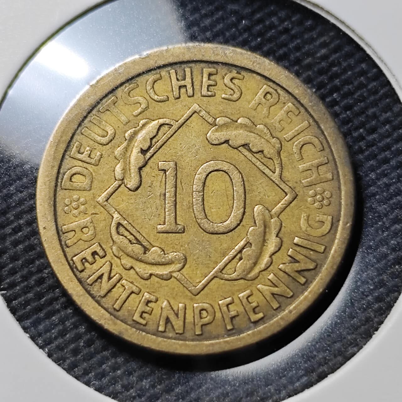 KK钱币收藏小铺  第390期  2月预留时间 周末发货  1924魏玛10分铜币