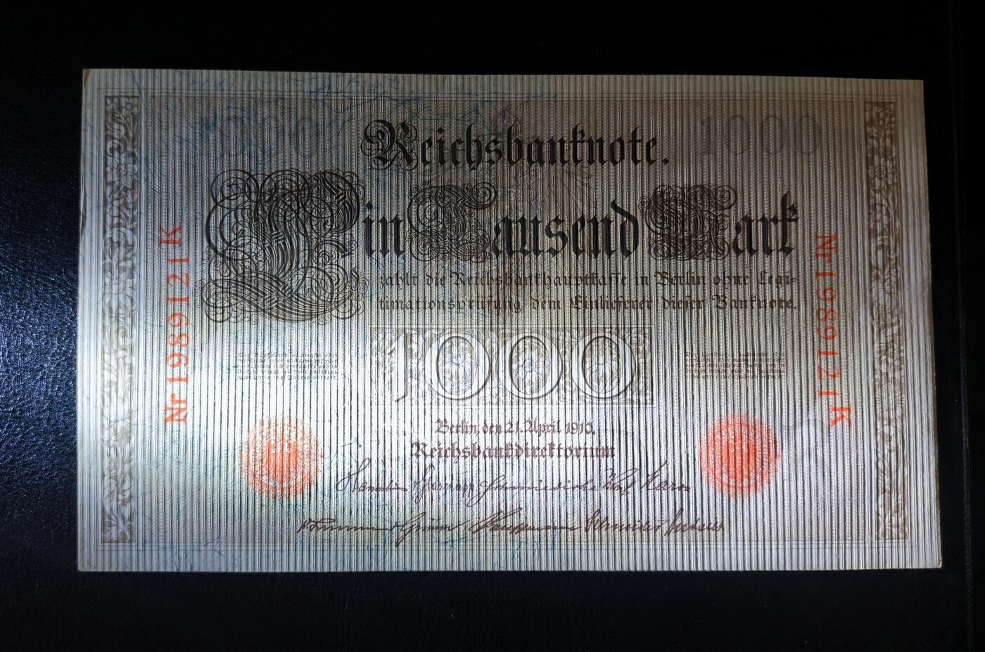 鑫鑫爱钱币2026-01-30 1910-德国-1000马克【UNC- 1989年份+生日号】