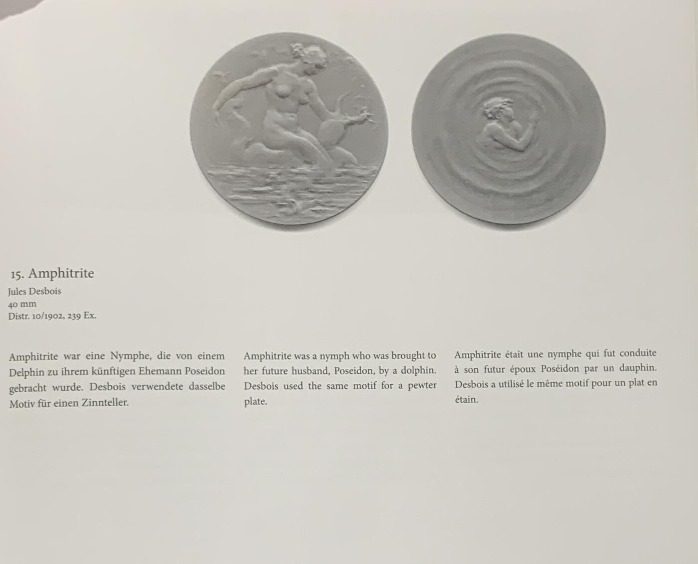 掌中浮雕-藏着的欧洲第051场 法国章友协会（SAMF）第15号作品：1902年法国海洋仙女安菲特律特银章 ，40mm，29.66g， 1902年10月发行，银章仅发行93枚