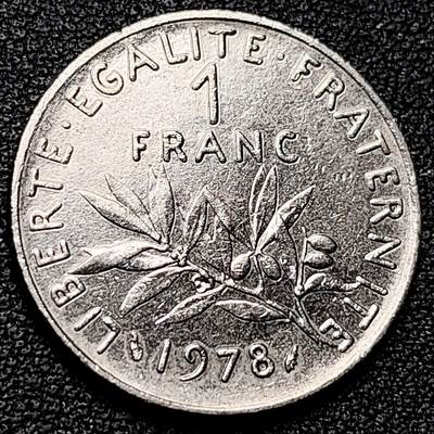 泉币菌-第177场- 精品福利场 - 法国早期（1978年）1法郎镍币  播种女神 入欧前 末版 绝版币