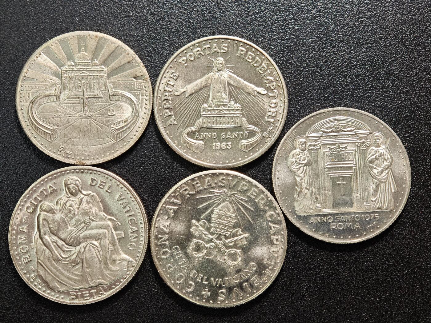 【德藏】世界币章拍卖第163期（拍品征集中~欢迎藏友联系） 1983年 梵蒂冈教皇金属纪念章 5枚一套 直径约：35.4mm/枚；重约：15.6g/枚