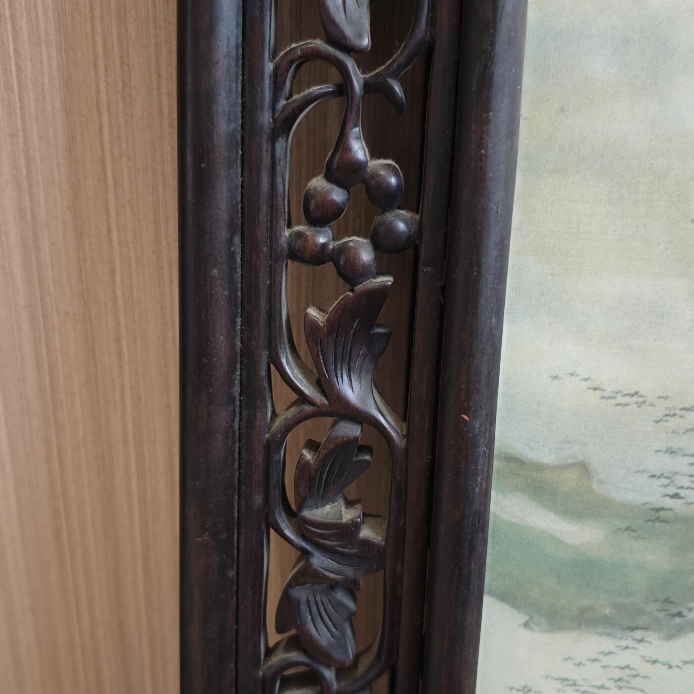 上海都达杂项专场九（全场包邮） 民国 红木雕葡萄纹镜框 1对1-286