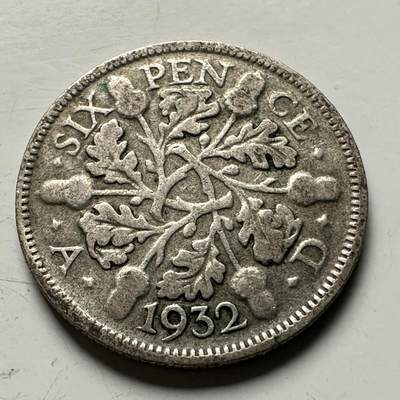 🌹外币初藏🌹🐯2026年第13场  每周二四六晚8️⃣点 接代拍 -  英国1932年6便士银币 2.8克50%银