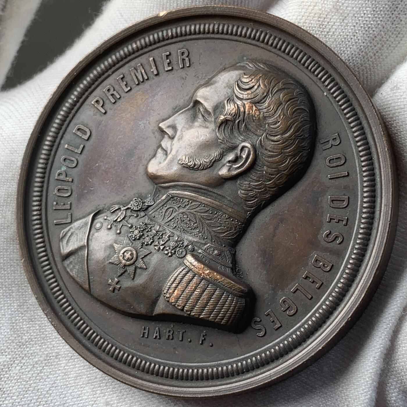 掌中浮雕-藏着的欧洲第051场 1856年比利时利奥波德一世铜章，59mm