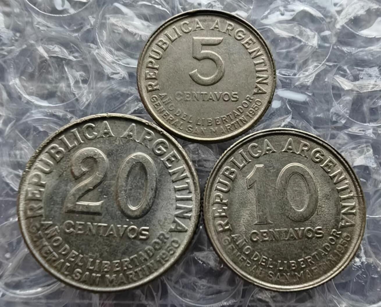 阿根廷1950年5/10/20分加字纪念版3枚套 圣马丁逝世100周年纪念