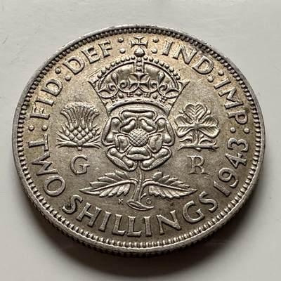 🌹外币初藏🌹🐯2026年第13场  每周二四六晚8️⃣点 接代拍 -  英国1943年2先令银币 11.3克50%银