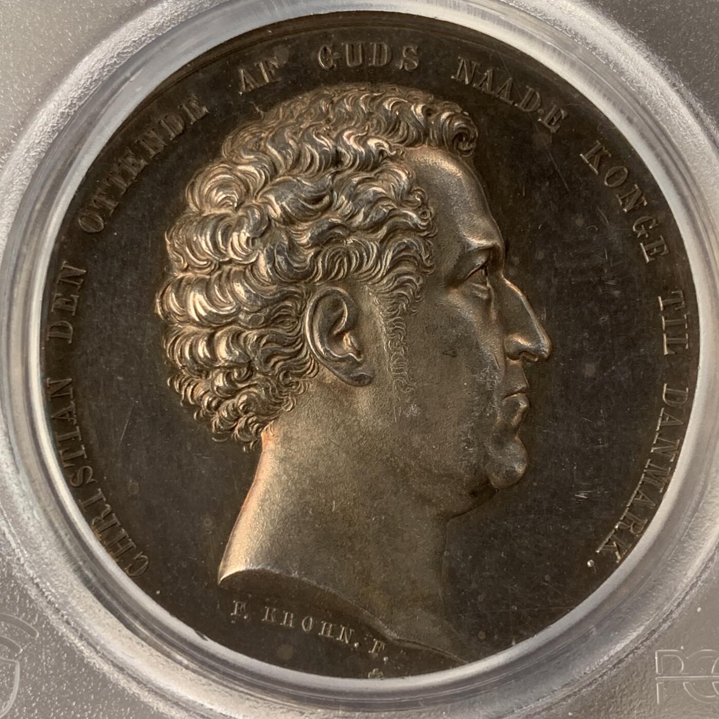 掌中浮雕-藏着的欧洲第051场 PCGS SP62 ：1839年克里斯蒂安八世加冕为丹麦国王银章，44mm，F. C. Krohn雕刻