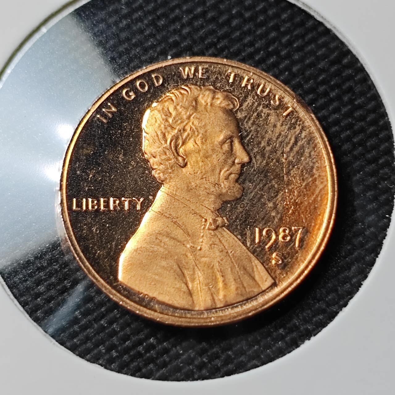 KK钱币收藏小铺  第390期  2月预留时间 周末发货  1987美国1美分精制币