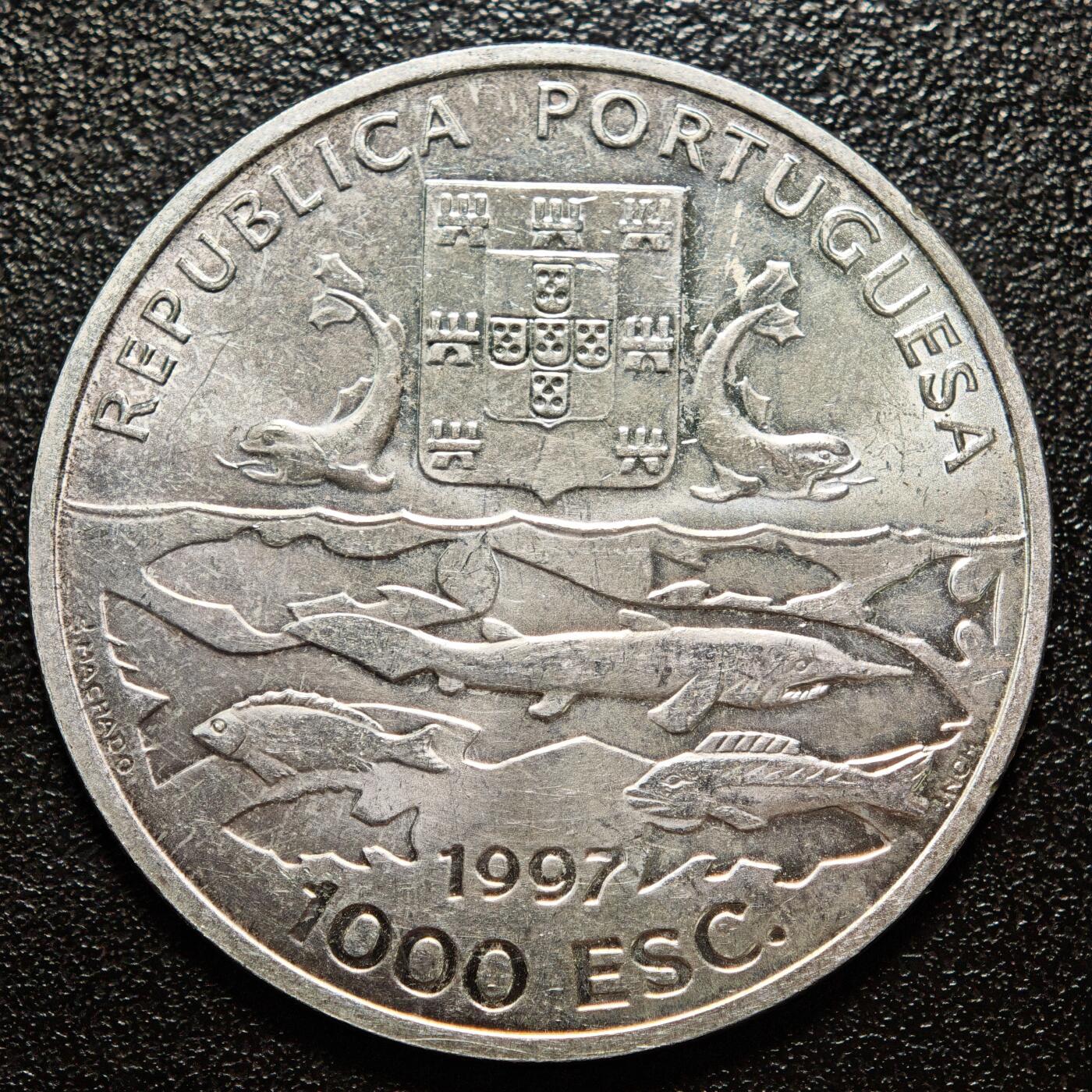 【德藏】世界币章拍卖第163期（拍品征集中~欢迎藏友联系） 1997年 葡萄牙海洋探险队1000埃斯库多纪念银币 直径约：40.1mm；重约：28g