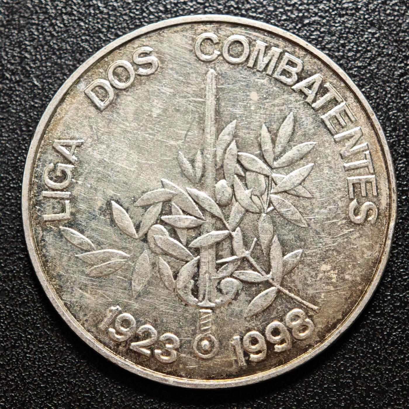 【德藏】世界币章拍卖第163期（拍品征集中~欢迎藏友联系） 1998年 葡萄牙战士联盟75周年1000埃斯库多纪念银币 直径约：40.1mm；重约：27g