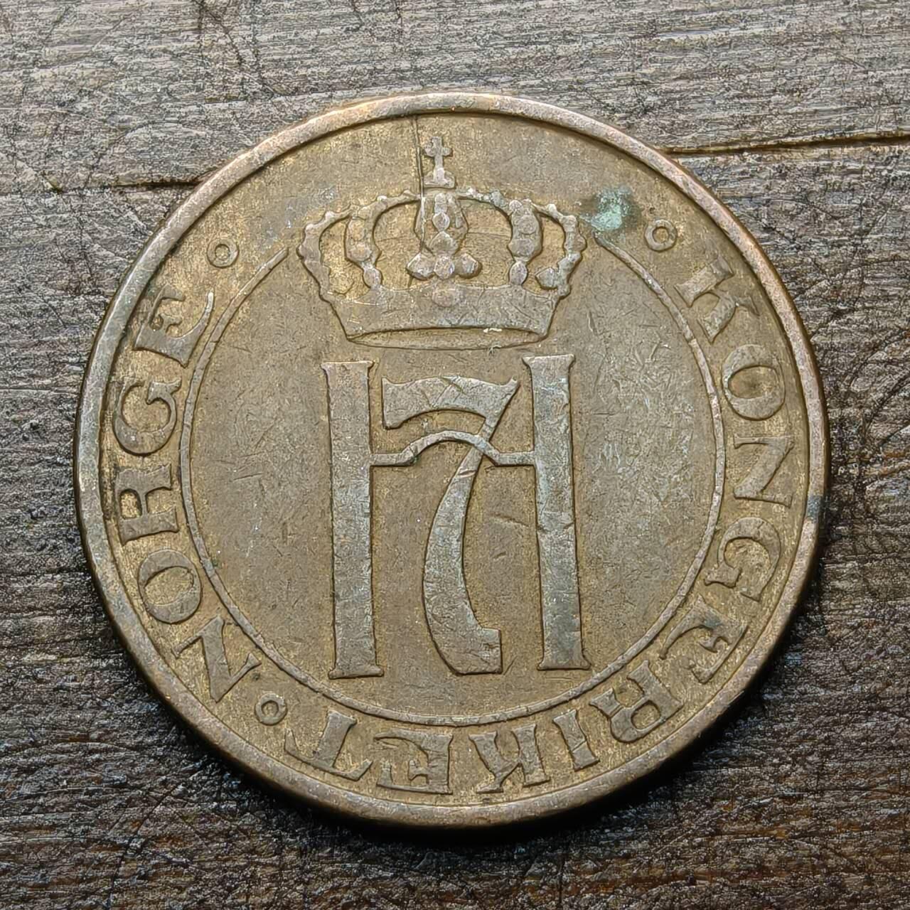 【铜匠收藏】★第142★散币专场 不寄存，30包邮。不满30元，支付5元运费。《接受代拍 代送NGC评级》 14【无寄存】1917年 挪威 2欧尔 铜币 哈康七世王冠 